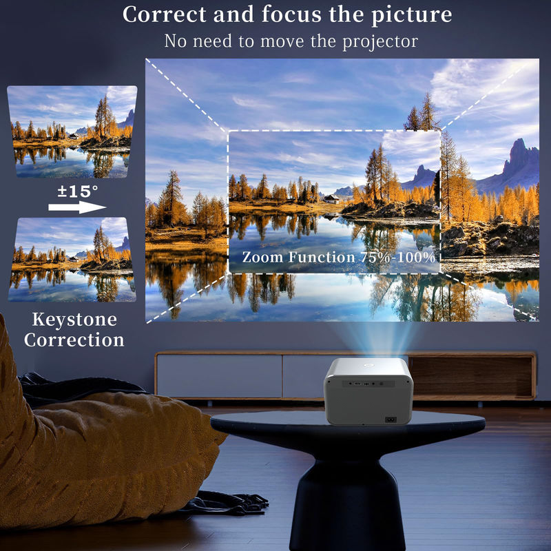 AC100-240V, 50/60Hz एंड्रॉयड 9.0 नया उत्पाद इलेक्ट्रिक फोकस एलईडी + एलसीडी एचडीएमआई प्रोजेक्टर 200 लुमेन